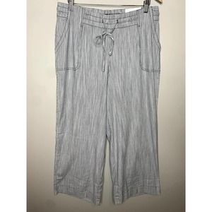 Lane Bryant Women Wide Leg Mid-Rise Pants Linen Collection, Stripped,Size 14 NWT